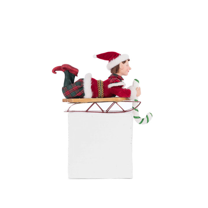 Laying Elf on Sled Stocking Holder by Katherine's Collection image 3