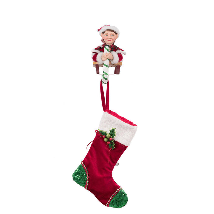 Laying Elf on Sled Stocking Holder by Katherine's Collection image 4