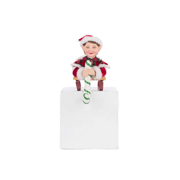 Laying Elf on Sled Stocking Holder by Katherine's Collection image