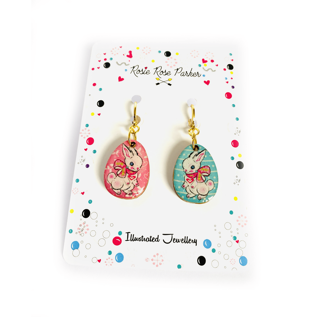 Layla Bunny Easter Egg Earrings by Rosie Rose Parker