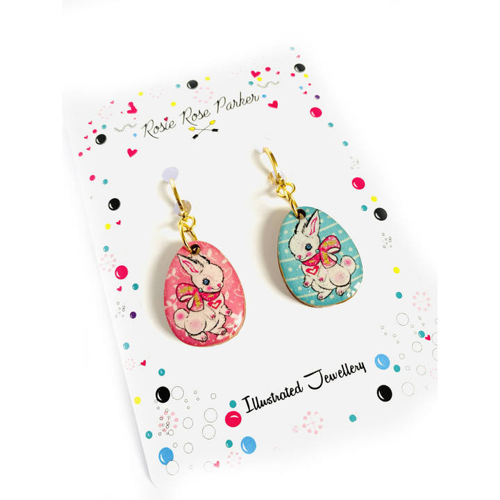 Layla Bunny Easter Egg Earrings by Rosie Rose Parker