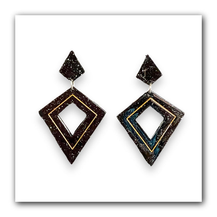 Retro Diamond Dangle Earrings by Lipstick & Chrome — Vintage-Inspired Acrylic Statement Earrings