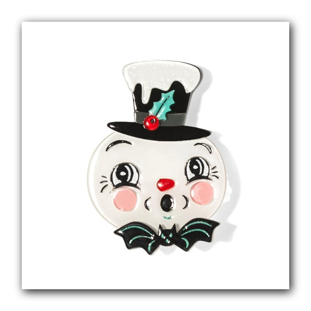 Spooky Frosty Spookmas Mini Brooch by Lipstick & Chrome x Johanna Parker — Holiday Snowman Acrylic Pin