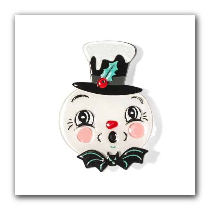 Spooky Frosty Spookmas Mini Brooch by Lipstick & Chrome x Johanna Parker — Holiday Snowman Acrylic Pin