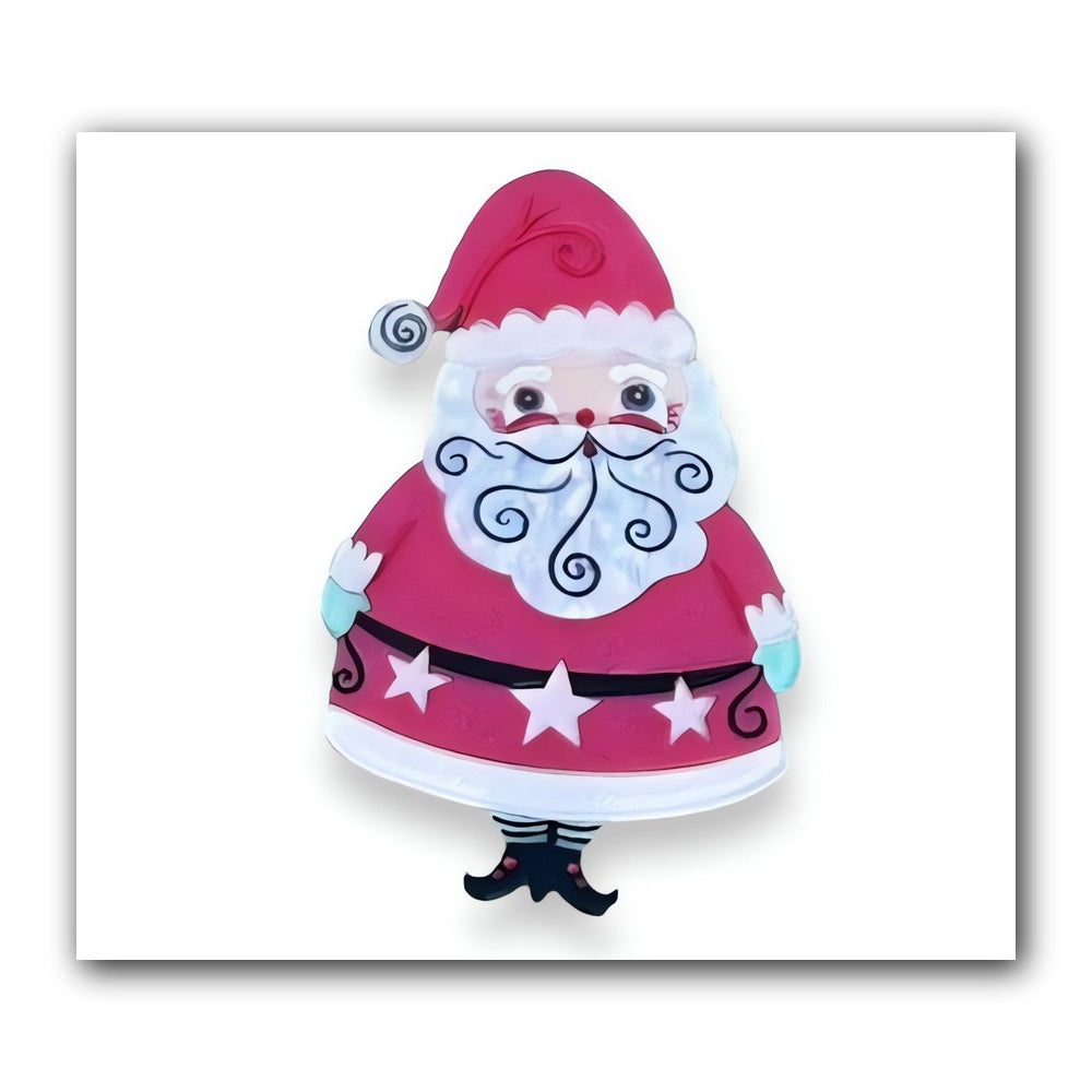 Jolly Old Elf PINK Brooch by Johanna Parker x Lipstick & Chrome — Vintage Christmas Santa Acrylic Pin