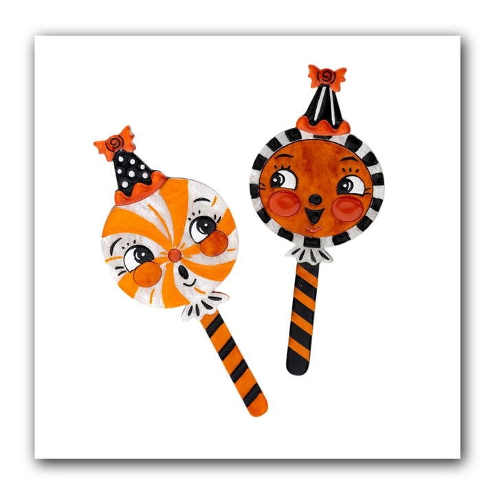 Sweet Treats Brooch Set of 2 by Johanna Parker x Lipstick & Chrome — Folk Art Halloween Candy Pins