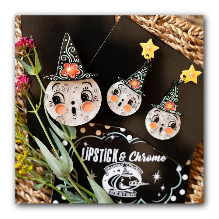 Bloomin' Luna Moon Witch Bundle by Johanna Parker x Lipstick & Chrome — Floral Witch Brooch & Earring Set
