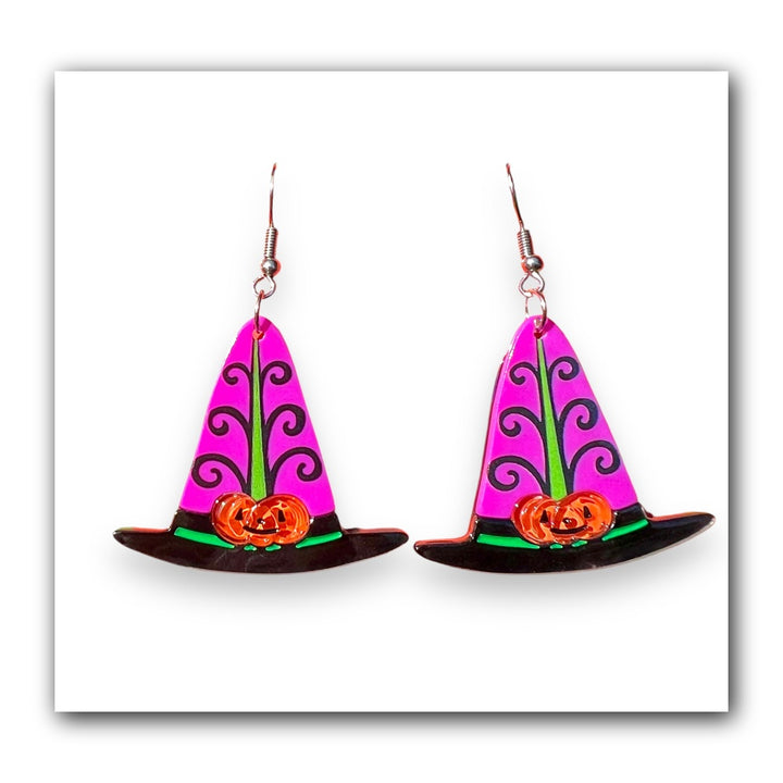 Hagatha's Hat Earrings by Johanna Parker x Lipstick & Chrome — Halloween Witch Hat Drop Earrings