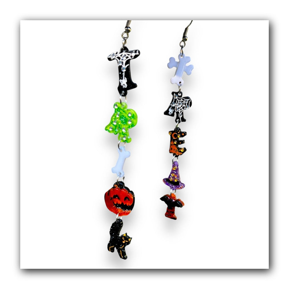 Trick or Treat Halloween Earrings by Lipstick & Chrome — Spooky Drop Earrings