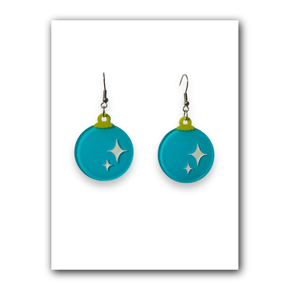 Christmas Bauble Drop Earrings by Lipstick & Chrome — Festive Ornament Drop Earrings