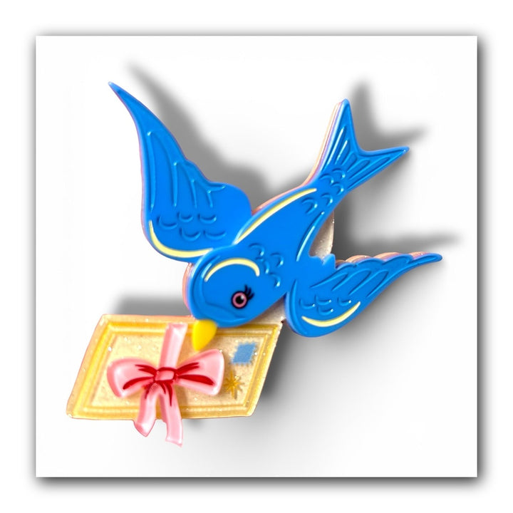 Flight of Fancy Brooch by 50's Vintage Dame x Lipstick & Chrome — Retro Bird in Flight Pin