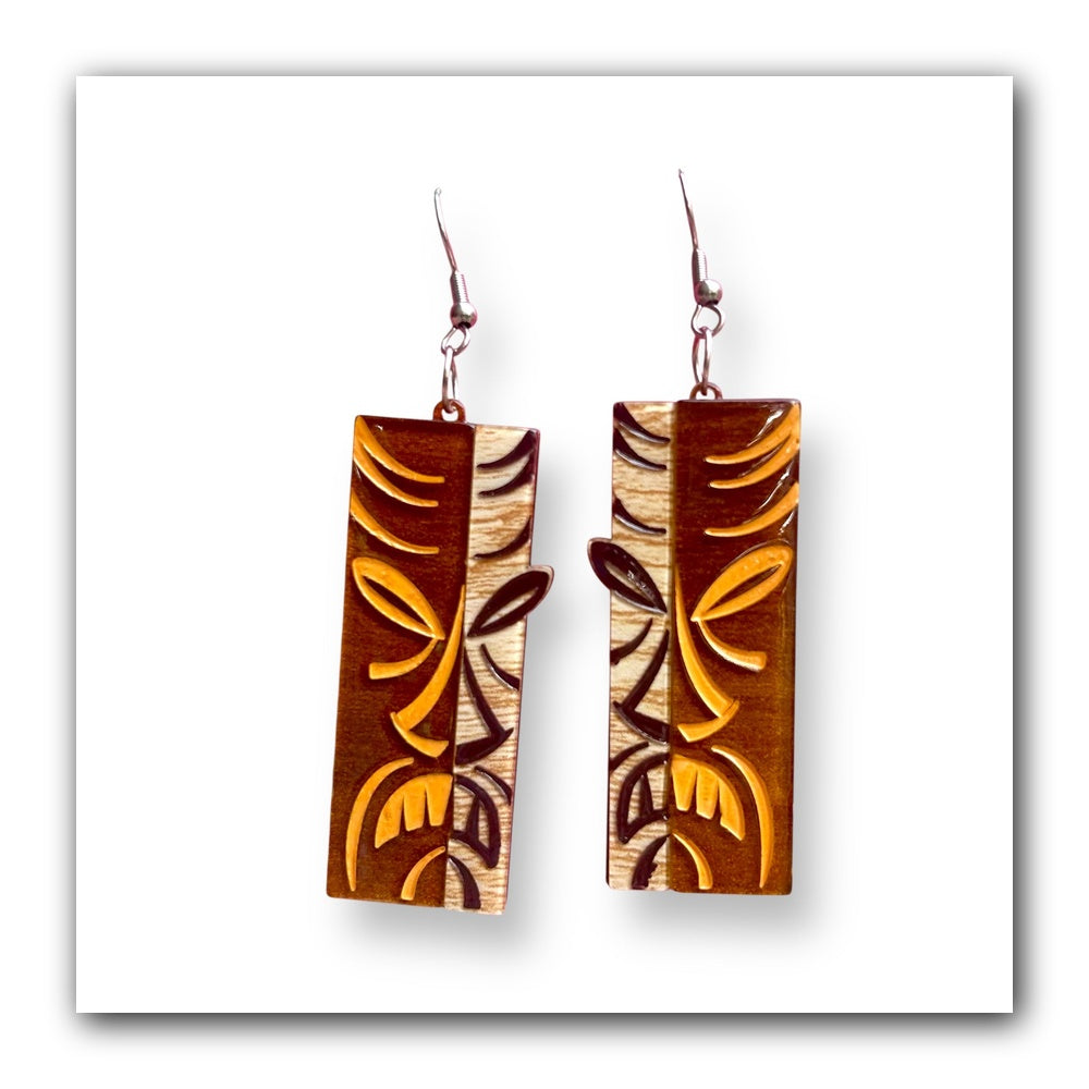 Tiki Totem Earrings by Miss Fluff x Lipstick & Chrome — Tropical Tiki Drop Earrings