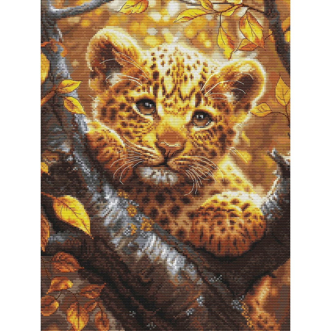Leopard Cub at Sunrise BU5068L Counted Cross-Stitch Kit