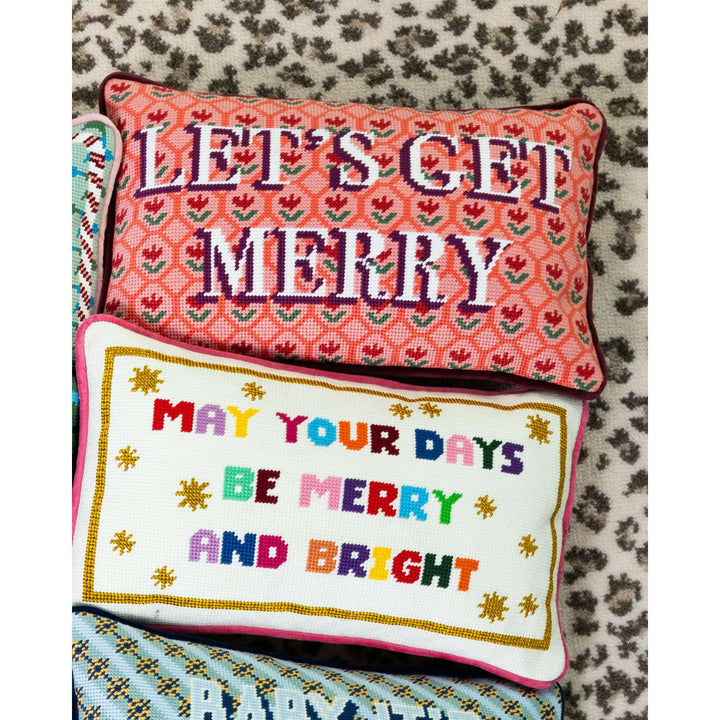 Let's Get Merry Needlepoint Pillow