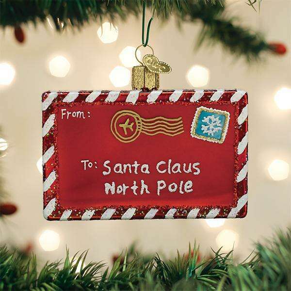 Old World Christmas Letter to Santa Blown Glass Ornament