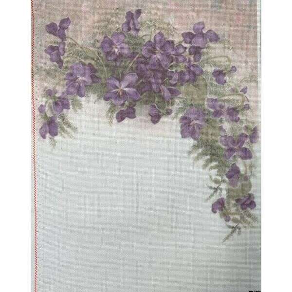 Lilac Cascade Designer Printed AIDA Fabric. Canvas for embroidery with an applied background  KF-1367A