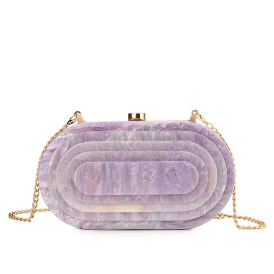 lilac acrylic clutch handbag