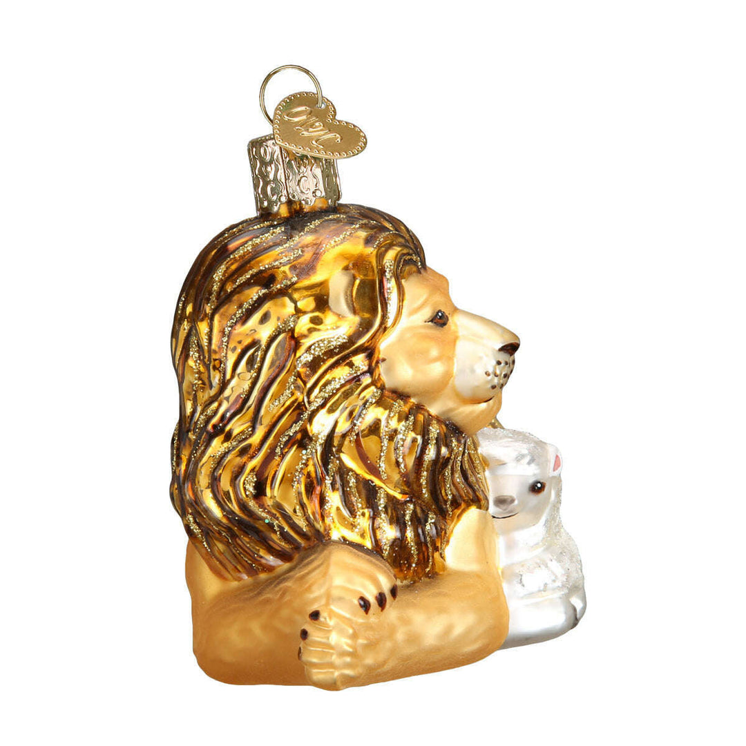 Old World Christmas Lion and Lamb Blown Glass Ornament