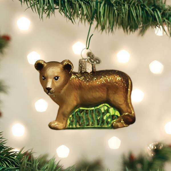 Old World Christmas Lion Cub Blown Glass Ornament
