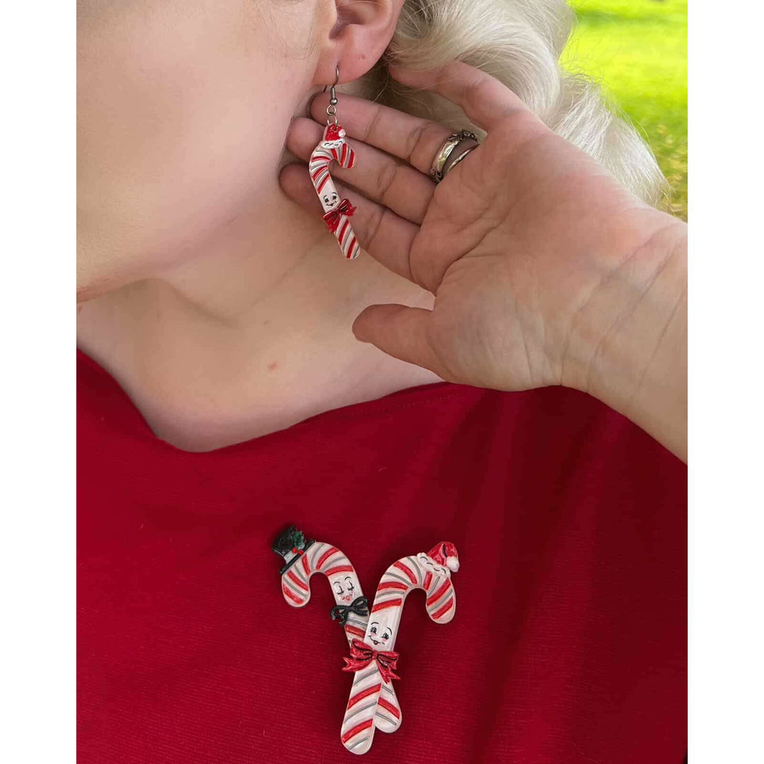 Candy Cane Couple Earrings by 50's Vintage Dame x Lipstick & Chrome – view 3