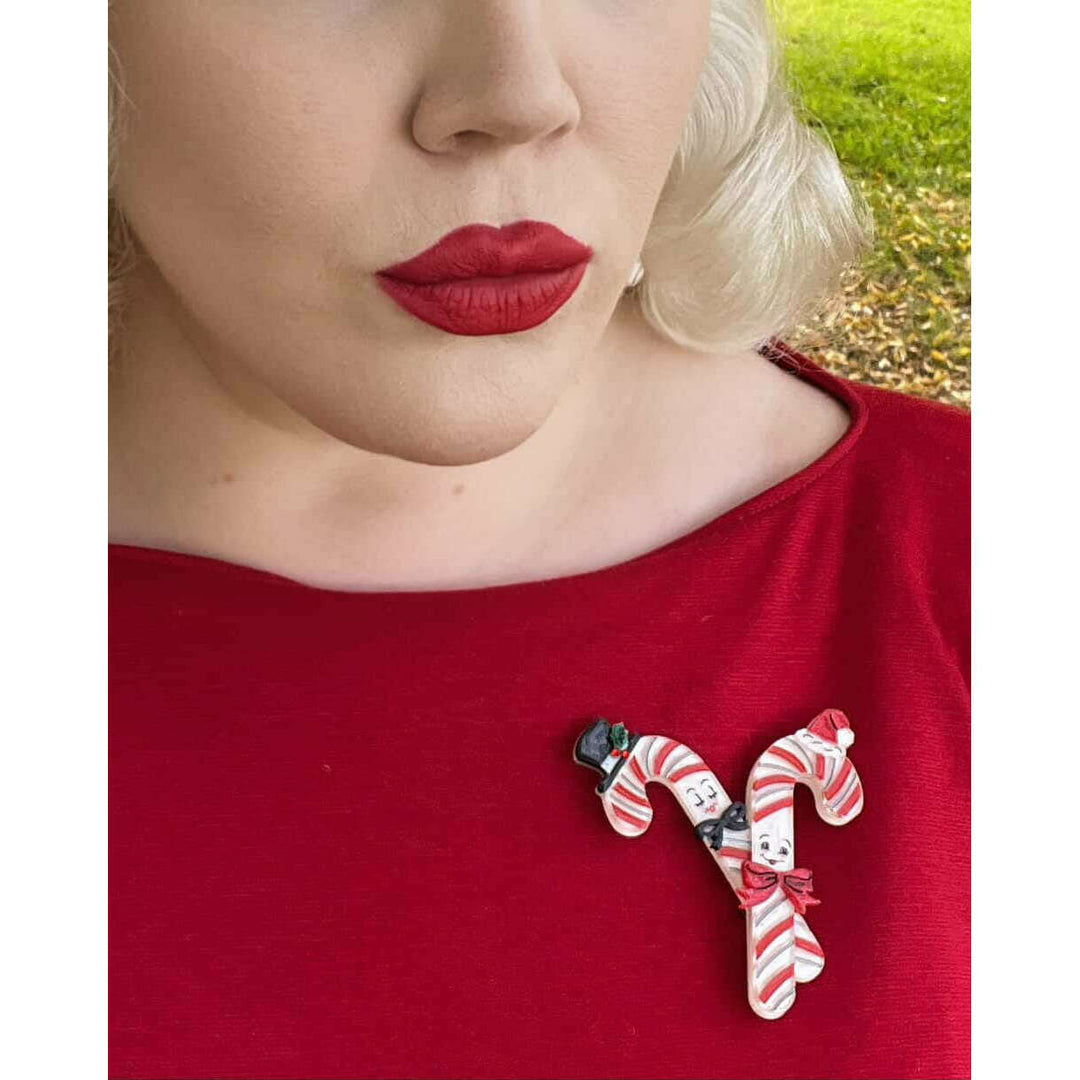 Candy Cane Couple Brooch by 50's Vintage Dame x Lipstick & Chrome – view 5