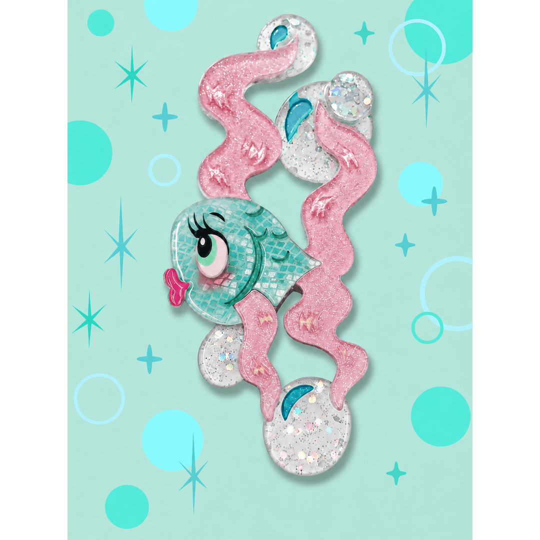Fishy Kisses Brooch by Miss Fluff x Lipstick and Chrome Tiki