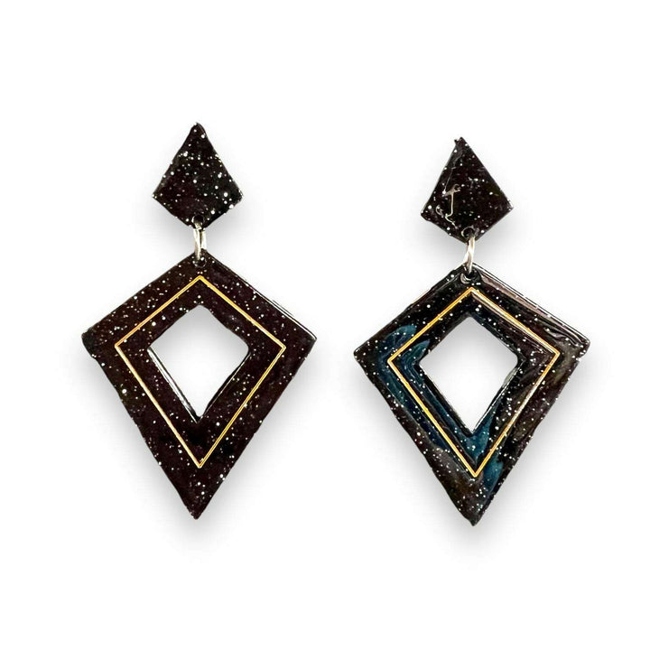 Retro Diamond Dangle Earrings by Lipstick & Chrome — Vintage-Inspired Acrylic Statement Earrings – view 2