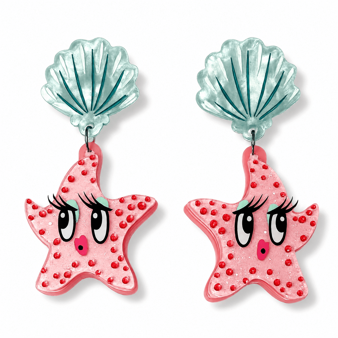 Miss fluff starfish starlet acrylic earrings by Lipstick and Chrome