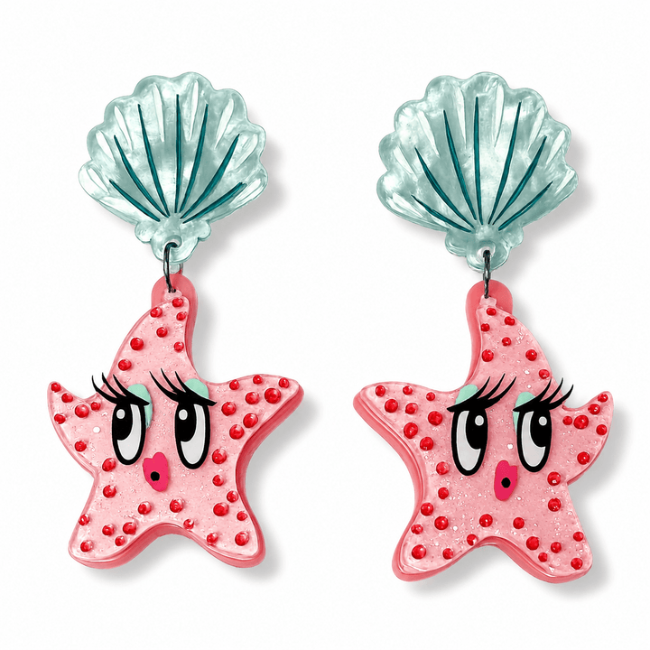 Miss fluff starfish starlet acrylic earrings by Lipstick and Chrome