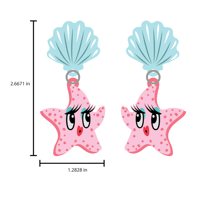 miss fluff starfish lightweight acrylic earrings lipstick and chrome