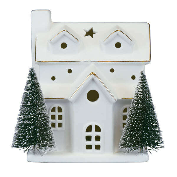 Old World Christmas Lit Ceramic House with Trees