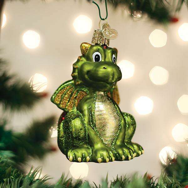 Old World Christmas Little Dragon Blown Glass Ornament