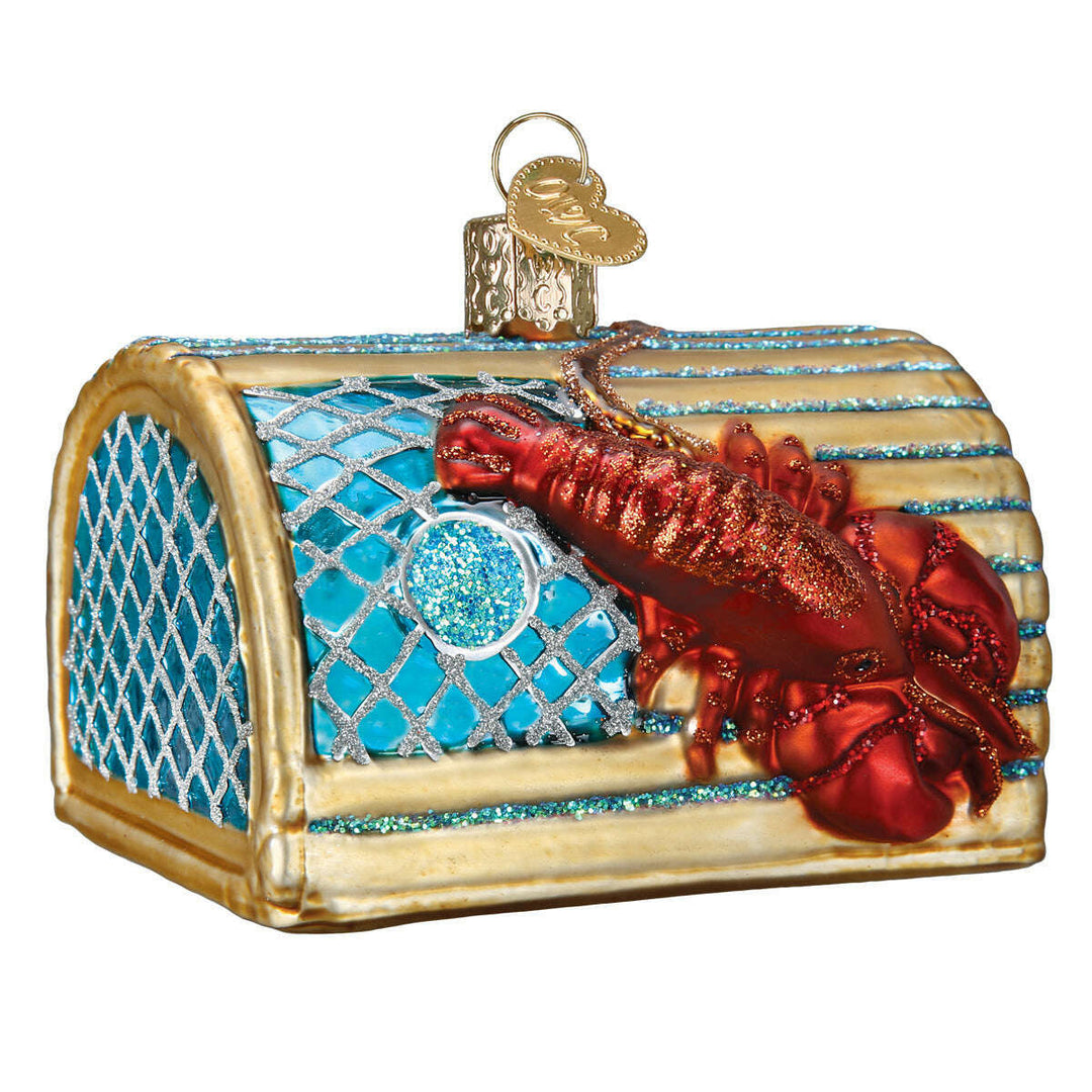 Old World Christmas Lobster Trap Blown Glass Ornament