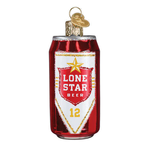 Old World Christmas Lone Star Beer Can Blown Glass Ornament