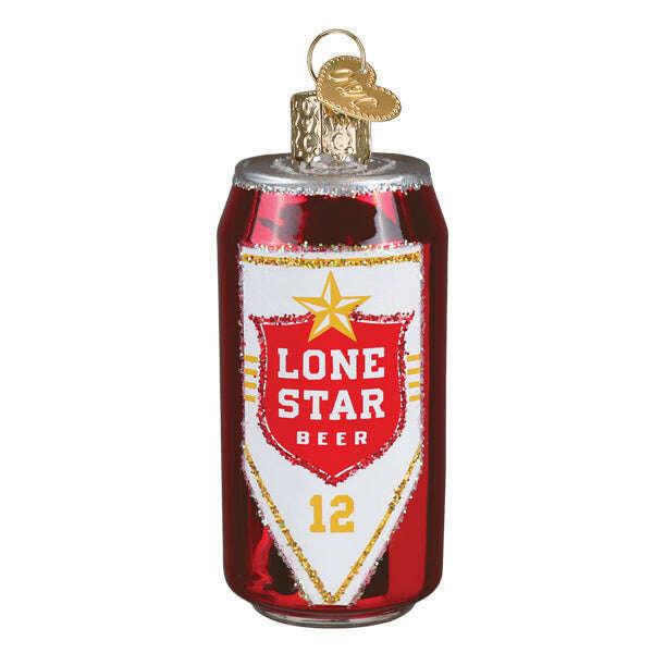 Old World Christmas Lone Star Beer Can Blown Glass Ornament