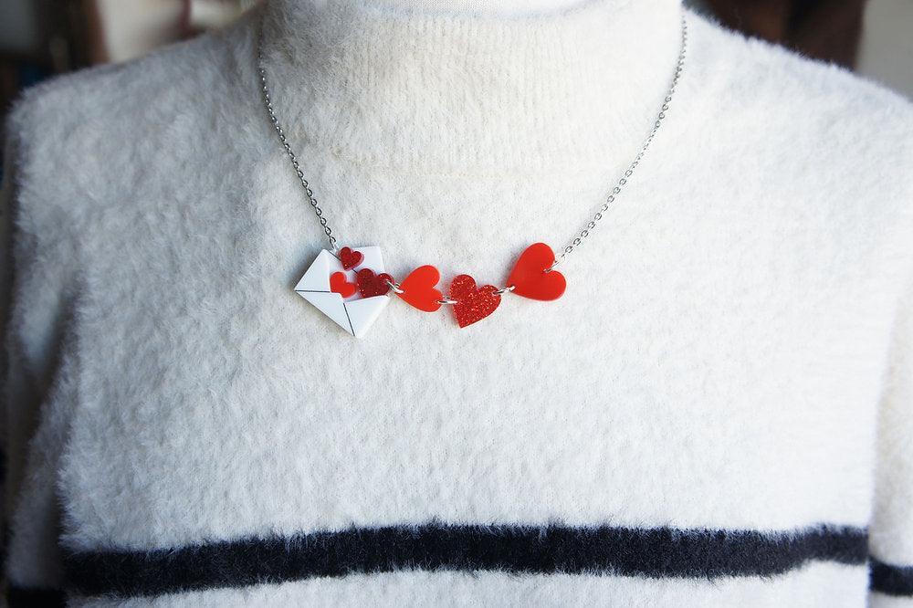 Love Letters Necklace by Laliblue - Red - Quirks!