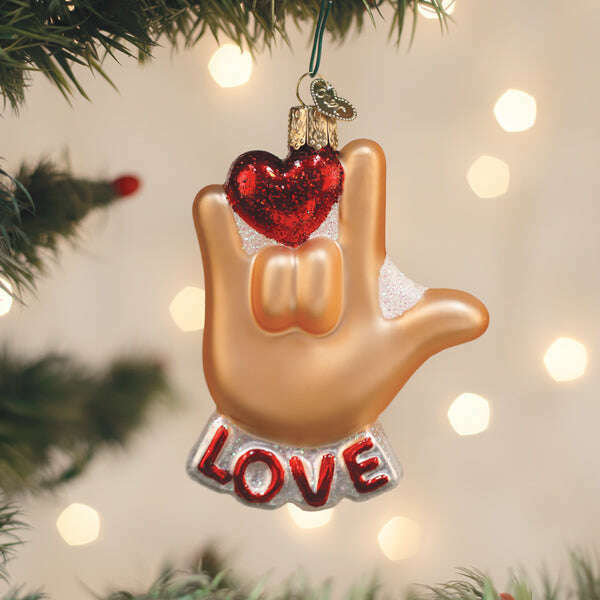 Old World Christmas Love Sign Language Blown Glass Ornament