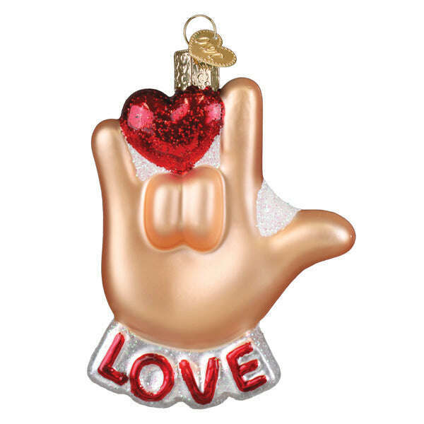 Old World Christmas Love Sign Language Blown Glass Ornament
