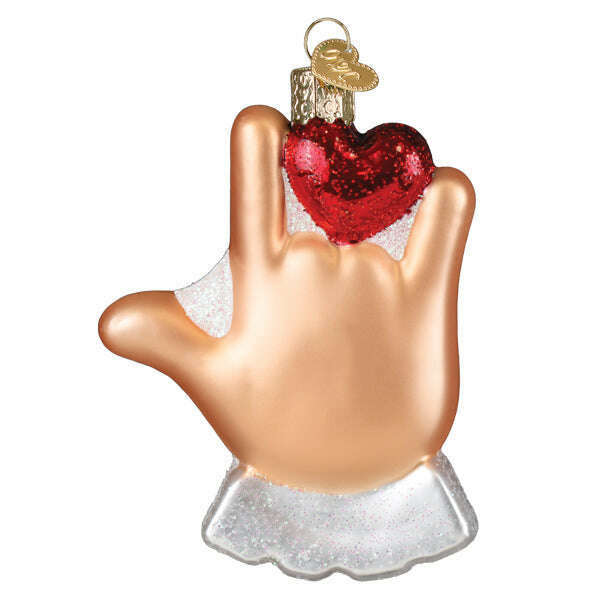 Old World Christmas Love Sign Language Blown Glass Ornament