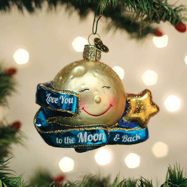 Old World Christmas Love You to the Moon & Back Blown Glass Ornament