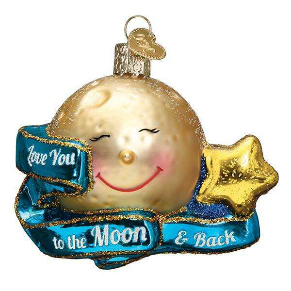 Old World Christmas Love You to the Moon & Back Blown Glass Ornament