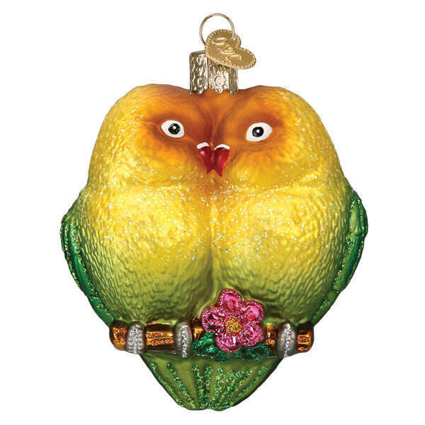 Old World Christmas Lovebirds Blown Glass Ornament