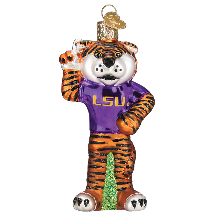 Old World Christmas LSU Mike the Tiger Blown Glass Ornament