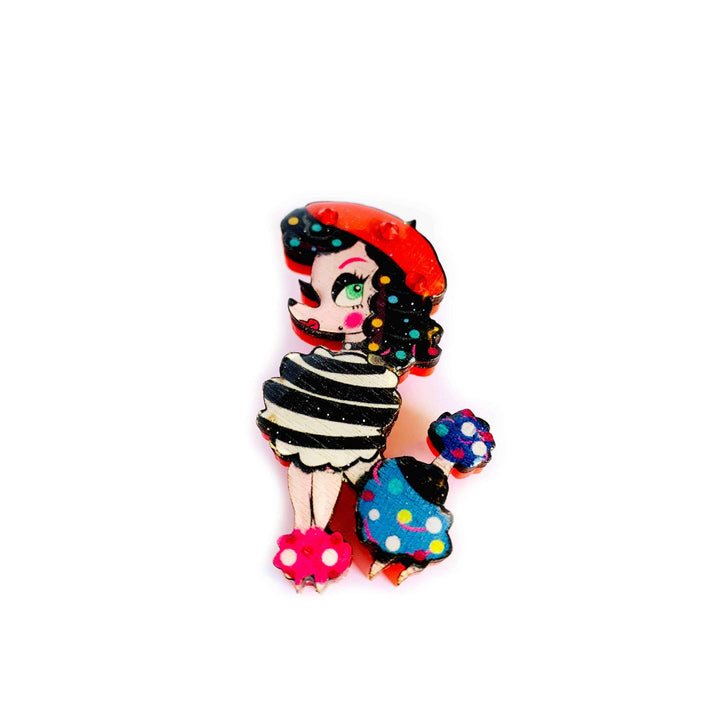 Lulu goes to Paris Poodle Brooch by Rosie Rose Parker