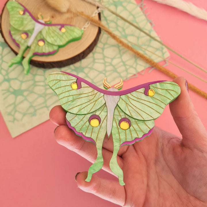 Luna Moth Statement Brooch by Cherryloco Jewellery 3