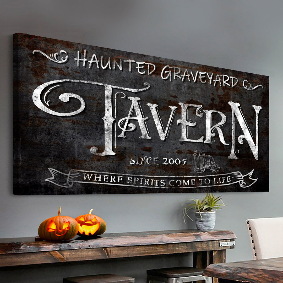 Haunted Graveyard Tavern Halloween Sign III