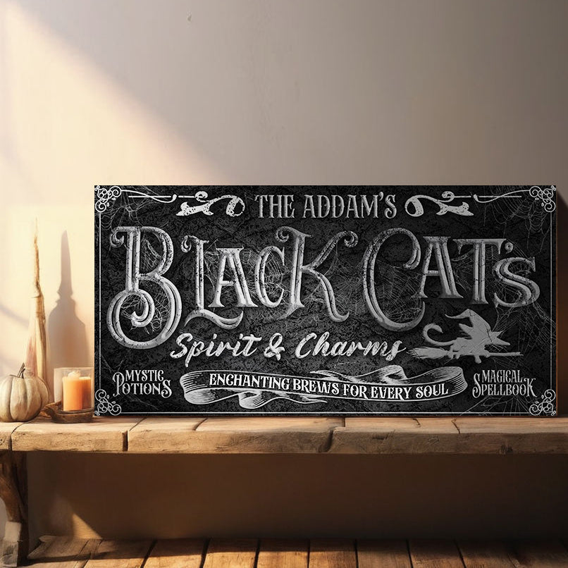 Black Cat’s Spirits & Charms Bar Halloween Sign II