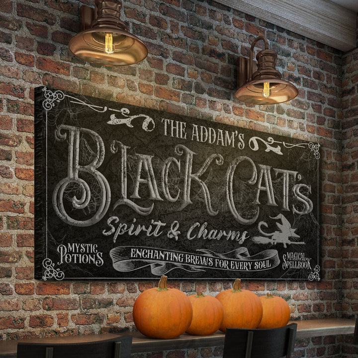 Black Cat’s Spirits & Charms Bar Halloween Sign II