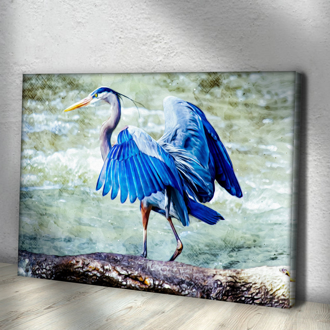 Beach Blue Heron Canvas Wall Art II
