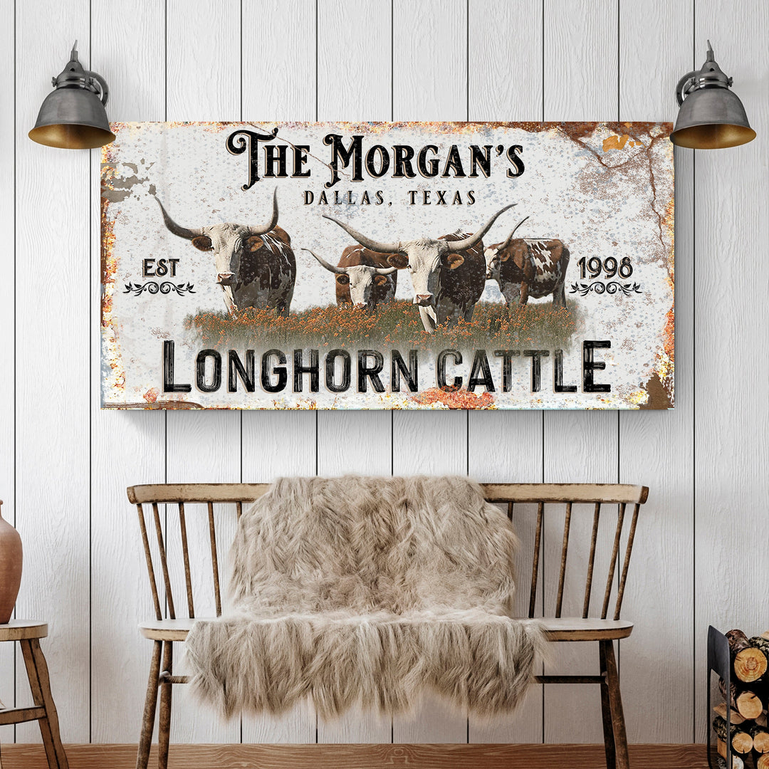 Personalized Long Horn Cattle Sign II